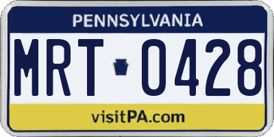 PA license plate MRT0428