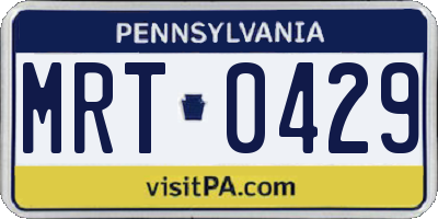 PA license plate MRT0429