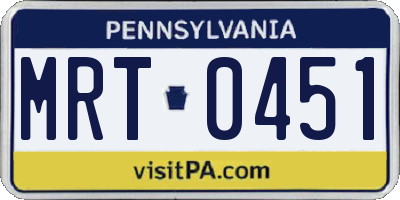 PA license plate MRT0451