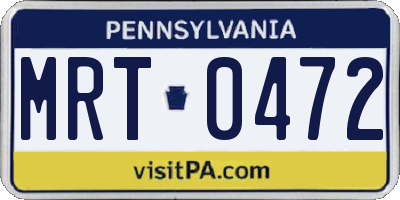 PA license plate MRT0472