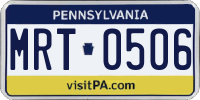 PA license plate MRT0506