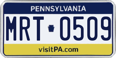 PA license plate MRT0509
