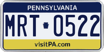 PA license plate MRT0522