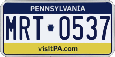 PA license plate MRT0537