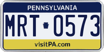 PA license plate MRT0573