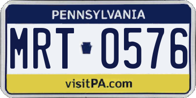 PA license plate MRT0576