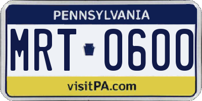 PA license plate MRT0600