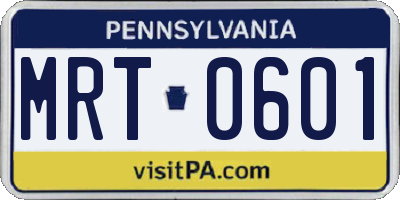 PA license plate MRT0601