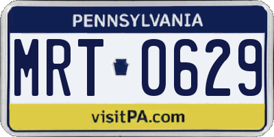 PA license plate MRT0629