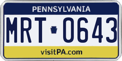 PA license plate MRT0643