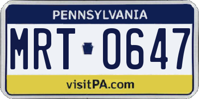 PA license plate MRT0647