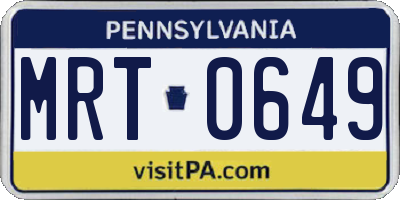 PA license plate MRT0649