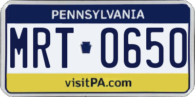 PA license plate MRT0650