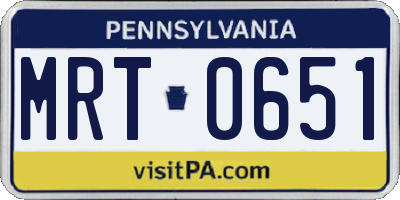 PA license plate MRT0651