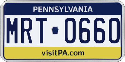 PA license plate MRT0660
