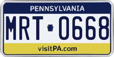 PA license plate MRT0668