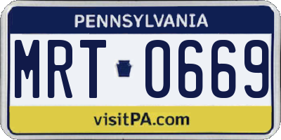 PA license plate MRT0669