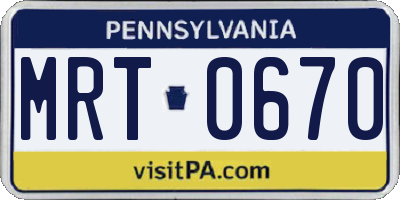 PA license plate MRT0670