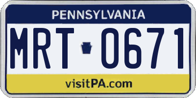 PA license plate MRT0671