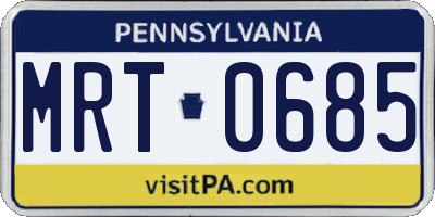 PA license plate MRT0685