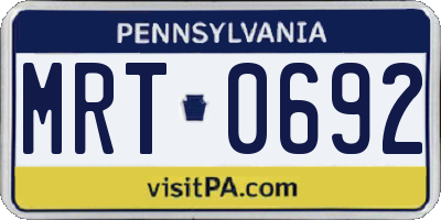 PA license plate MRT0692