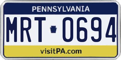 PA license plate MRT0694