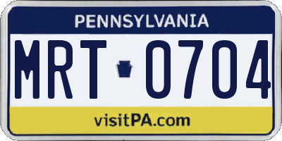 PA license plate MRT0704