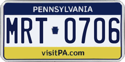 PA license plate MRT0706