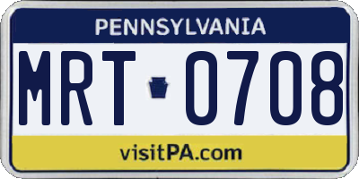PA license plate MRT0708