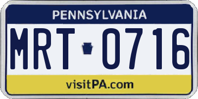 PA license plate MRT0716