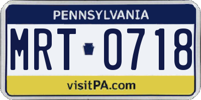 PA license plate MRT0718