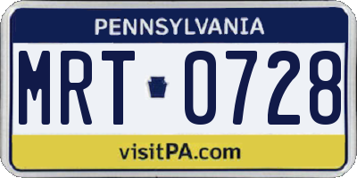 PA license plate MRT0728