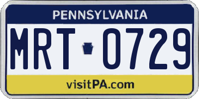 PA license plate MRT0729