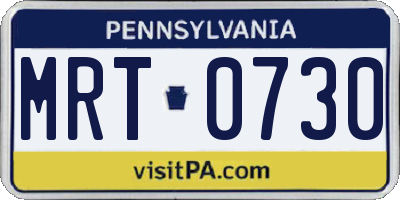 PA license plate MRT0730