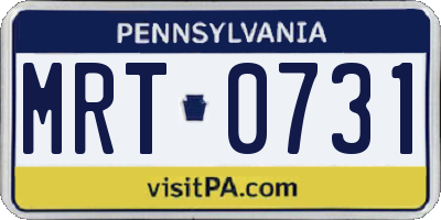 PA license plate MRT0731