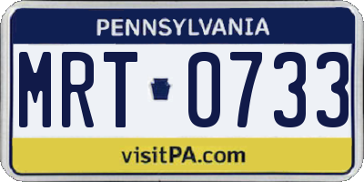 PA license plate MRT0733