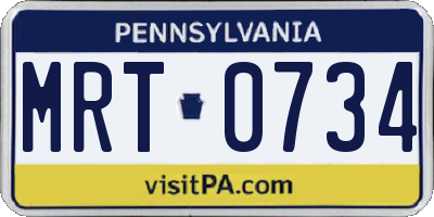 PA license plate MRT0734