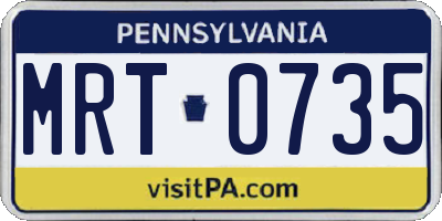 PA license plate MRT0735