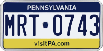 PA license plate MRT0743