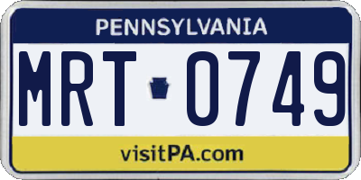 PA license plate MRT0749