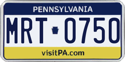 PA license plate MRT0750