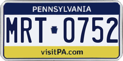 PA license plate MRT0752