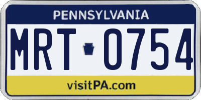 PA license plate MRT0754