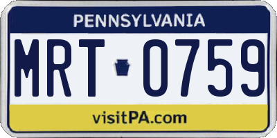 PA license plate MRT0759