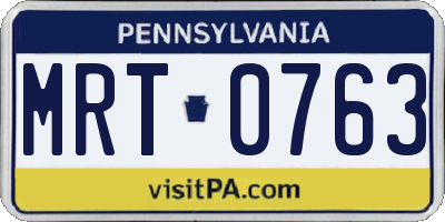 PA license plate MRT0763