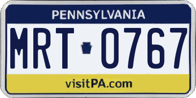PA license plate MRT0767