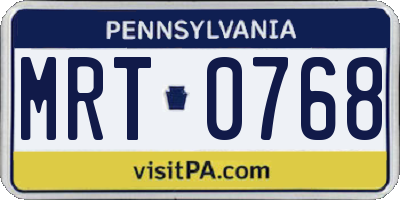 PA license plate MRT0768