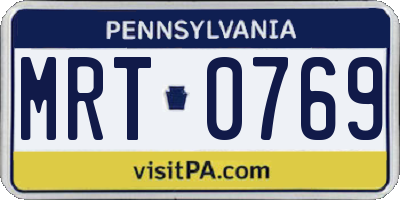 PA license plate MRT0769