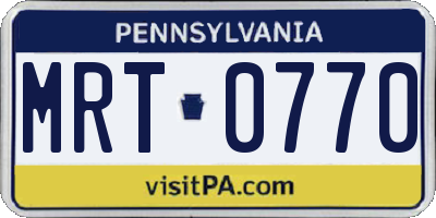 PA license plate MRT0770