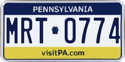PA license plate MRT0774